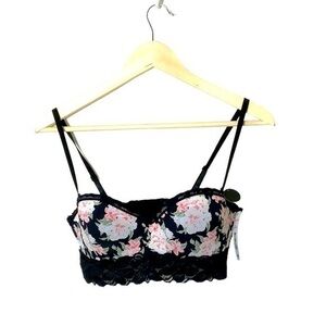 Corset crop style bra floral convertible lightly lined intimate top 36C NWT‎